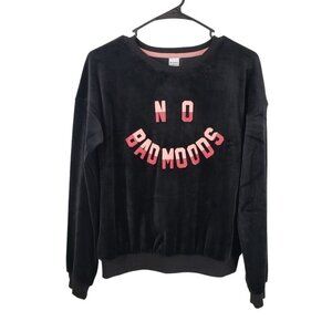 Member's Mark‎ My Favorite Sweatshirt Velvet Top NO BAD MOODS Size 14/16 New
